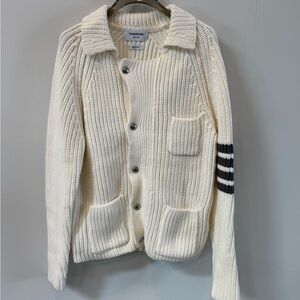 Thom Browne Cream Heavy Knit Cardigan